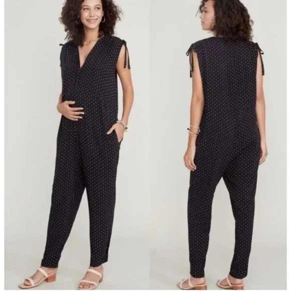 Hatch Twilight Maternity Jumpsuit Size 0 XS Black and White Print Boho Summer